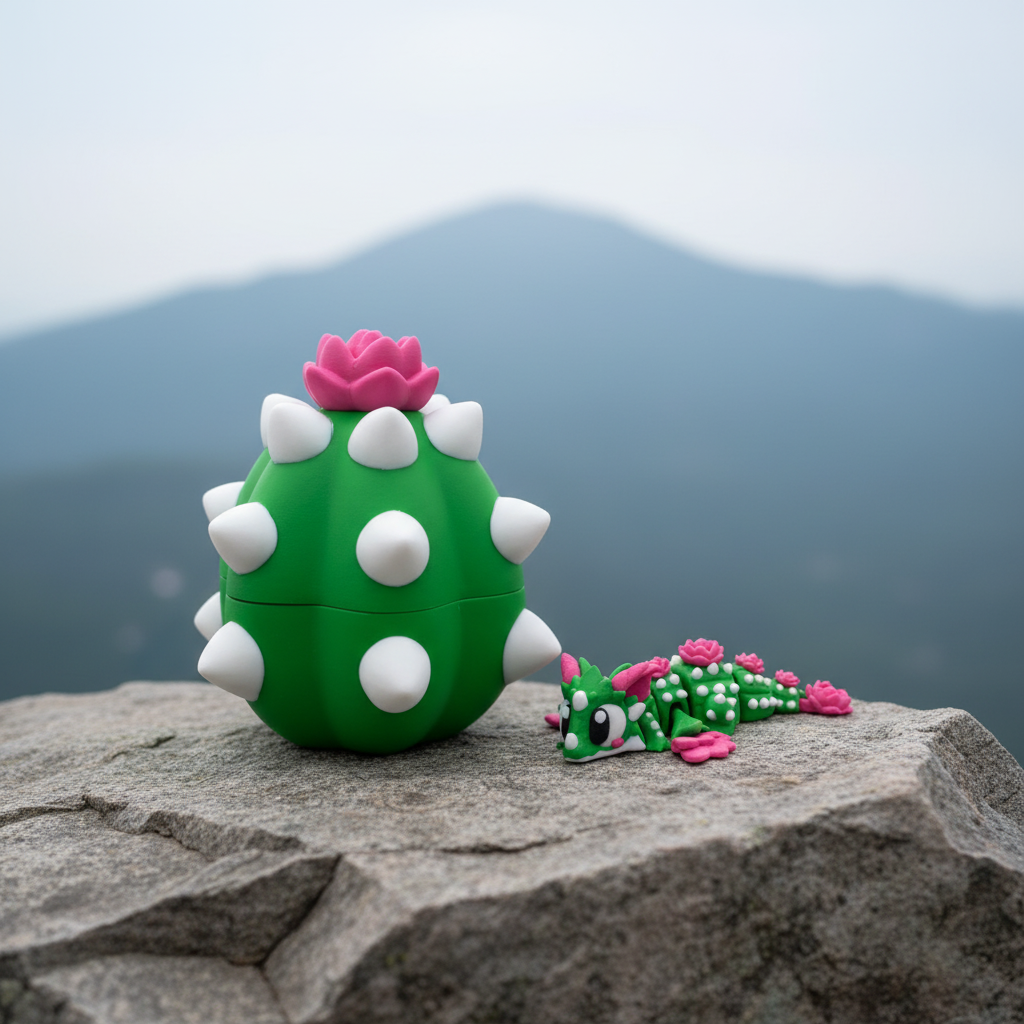 Cactus Bloom Egg with Flexi Dragon